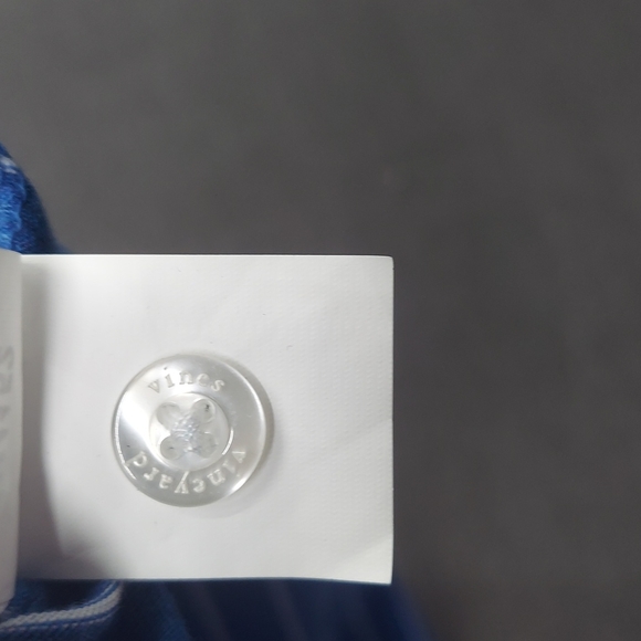 Vineyard Vines Blue White Striped Polo Whale Logo Shirt Two Button Pima Size XL - Picture 10 of 11